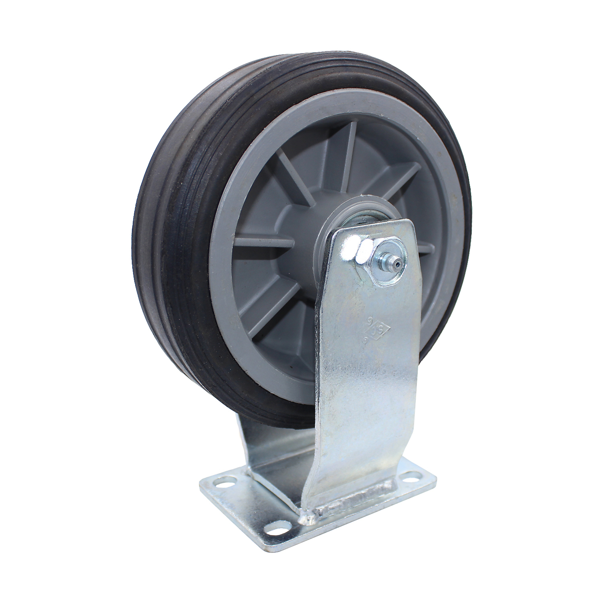 Snap-Loc All-Terrain Solid Rubber Rigid Caster - 6in. Wheel Diameter, 375-Lb. Capacity, Zinc Plated, Model# SLAC6ATF